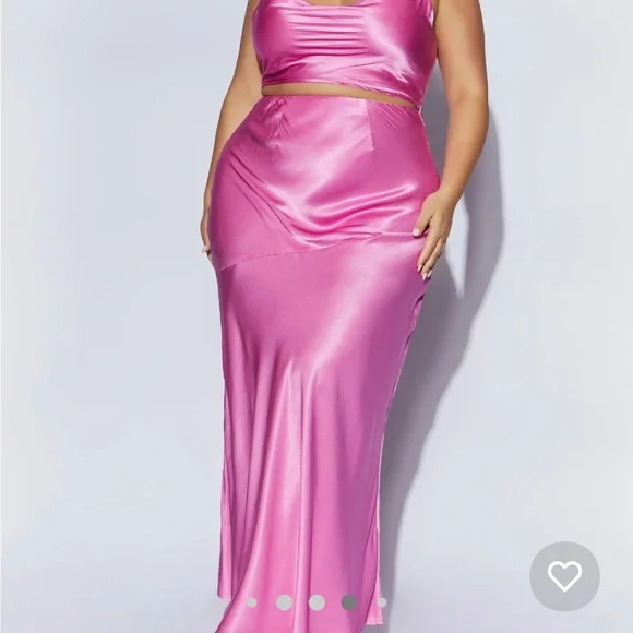 Poppy Satin Maxi Skirt - Pink - Picture 3 of 7